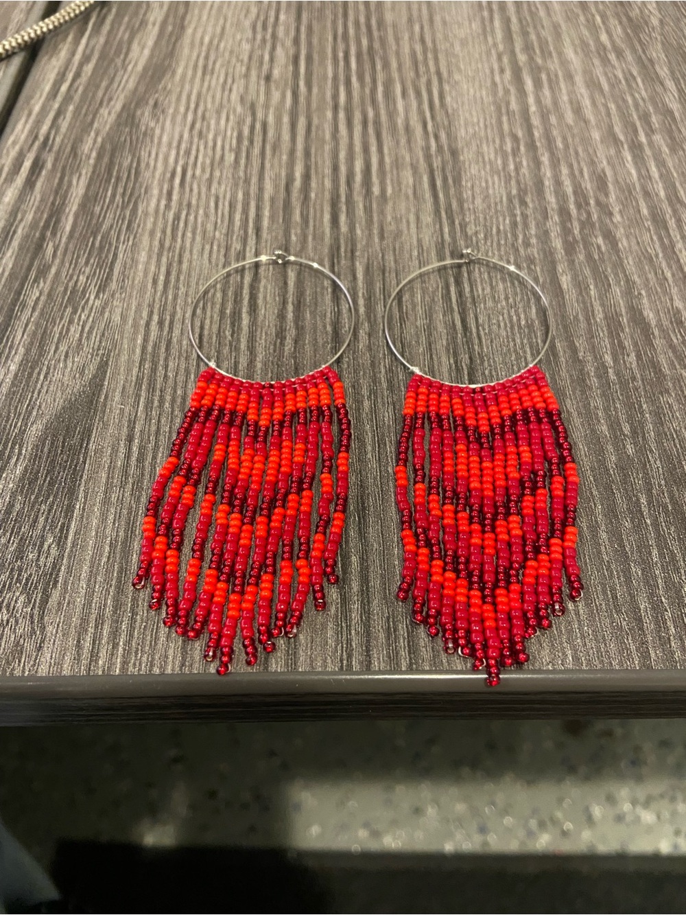 Handmade Beaded Heart Hoop Earrings
